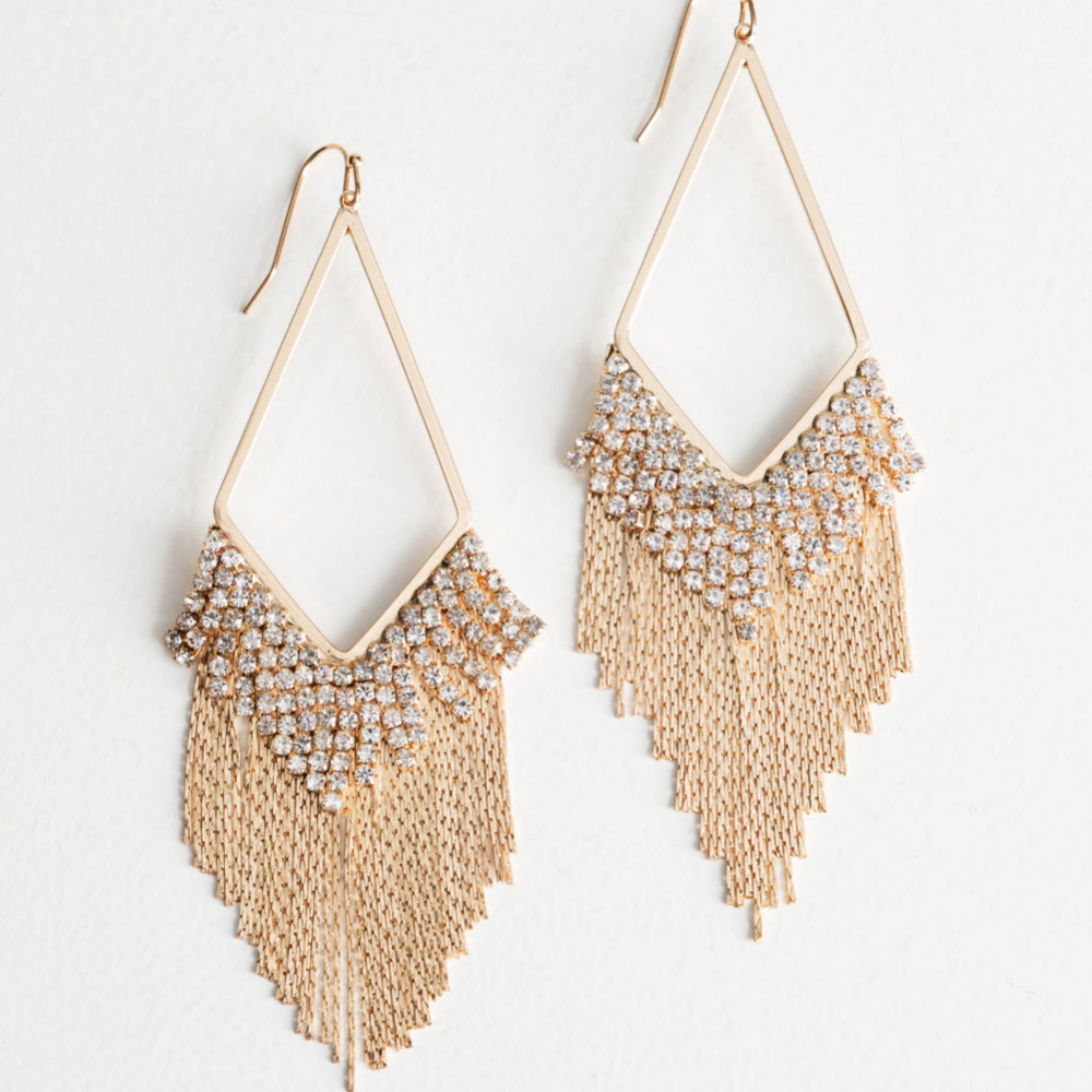 Other Stories Rhinestone Chandelier Disco Earrings
